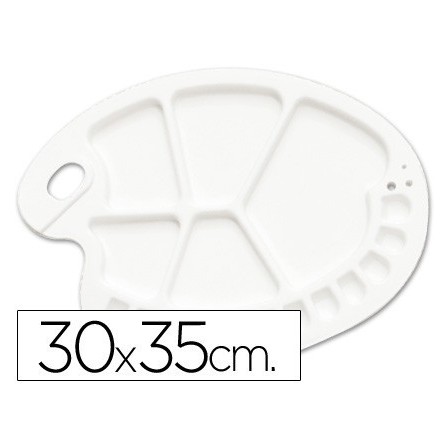 PALETA PLASTICO LIDERCOLOR OVALADA 17 HUECOS DIESTROS TAMAÑO 30X35CM