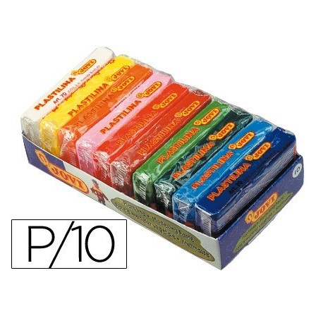PLASTILINA JOVI -BANDEJA CON 10 PAQUETES COLORES SURTIDOS TAMAÑO PE...