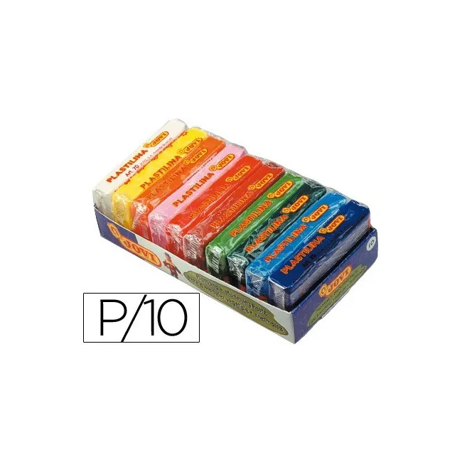 PLASTILINA JOVI -BANDEJA CON 10 PAQUETES COLORES SURTIDOS TAMAÑO PE...