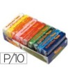PLASTILINA JOVI -BANDEJA CON 10 PAQUETES COLORES SURTIDOS TAMAÑO PE...