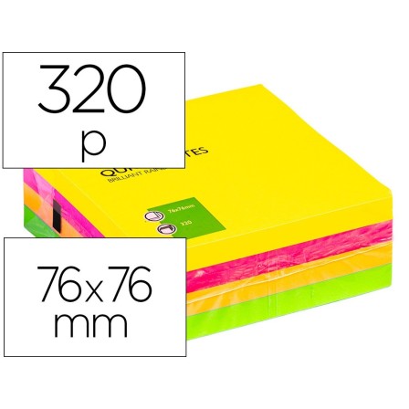 BLOC DE NOTAS ADHESIVAS QUITA Y PON Q-CONNECT 75X75 MM FLUORESCENTE...