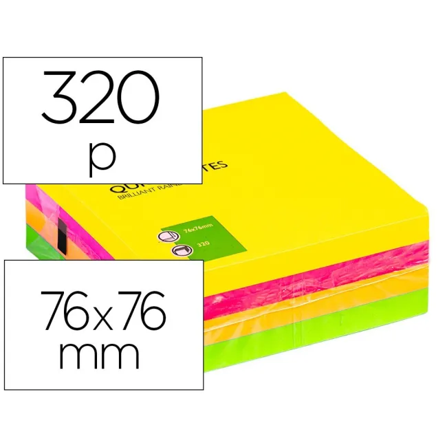 BLOC DE NOTAS ADHESIVAS QUITA Y PON Q-CONNECT 75X75 MM FLUORESCENTE...