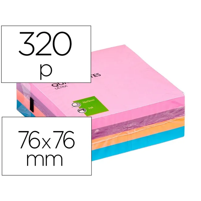 BLOC DE NOTAS ADHESIVAS QUITA Y PON Q-CONNECT CON 320 HOJAS