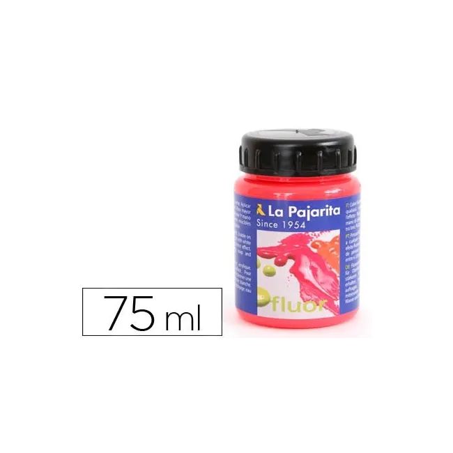 PINTURA ACRILICA LA PAJARITA F-03 ROJO AMAPOLA FLUORESCENTE 75ML