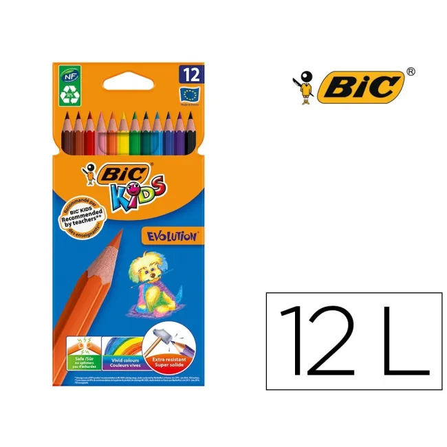 LAPICES DE COLORES BIC KID EVOLUTION ESTUCHE DE 12 COLORES SURTIDOS...