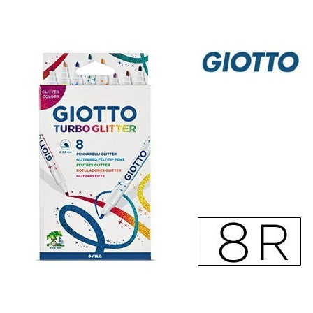 ROTULADOR GIOTTO TURBO GLITTER PURPURINA CAJA DE 8 UNIDADES