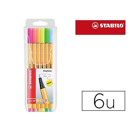 ROTULADOR STABILO PUNTA DE FIBRA POINT 88 BLISTER 6 COLORES SURTIDO...