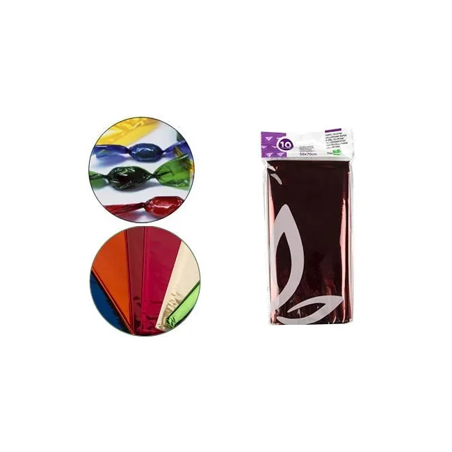 PAPEL CELOFAN LIDERPAPEL 50X70 CM 22G/M2 BOLSA DE 10 HOJAS COLORES ...