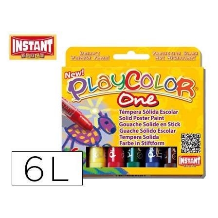 TEMPERA SOLIDA EN BARRA INSTANT ESCOLAR CAJA DE 6 COLORES SURTIDOS