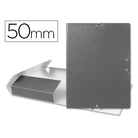 CARPETA PROYECTOS LIDERPAPEL FOLIO LOMO 50MM CARTON GOFRADO GRIS
