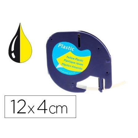 CINTA Q-CONNECT 12MM X 4MT NEGRO-HIPERAMARILLO PARA MAQUINA LETRATAG
