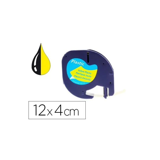 CINTA Q-CONNECT 12MM X 4MT NEGRO-HIPERAMARILLO PARA MAQUINA LETRATAG
