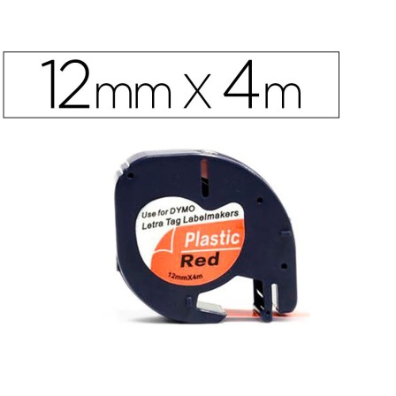 CINTA Q-CONNECT 12MM X 4MT NEGRO-ROJO COSMICO PARA MAQUINA LETRATAG