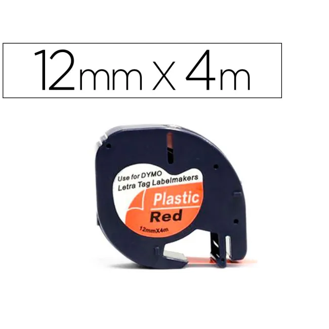 CINTA Q-CONNECT 12MM X 4MT NEGRO-ROJO COSMICO PARA MAQUINA LETRATAG