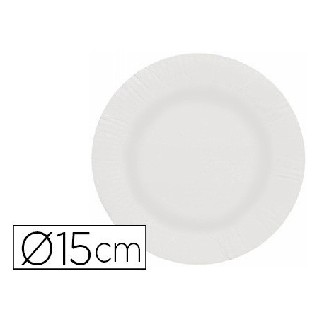 PLATO PAPEL RECICLABLE BLANCO 15 CM PAQUETE 100 UNIDADES
