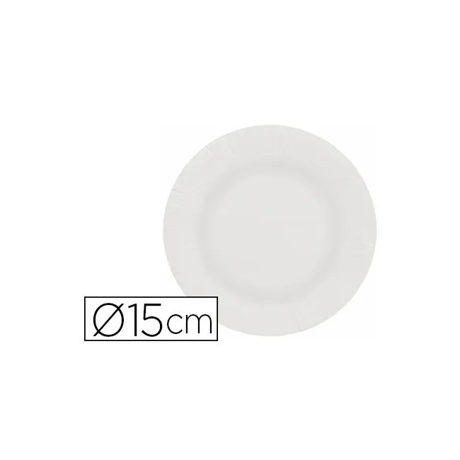 PLATO PAPEL RECICLABLE BLANCO 15 CM PAQUETE 100 UNIDADES