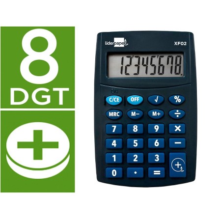 CALCULADORA LIDERPAPEL BOLSILLO XF02 8 DIGITOS PILAS COLOR AZUL 99X...