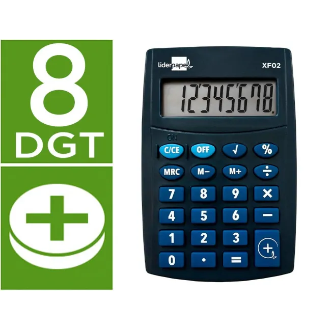 CALCULADORA LIDERPAPEL BOLSILLO XF02 8 DIGITOS PILAS COLOR AZUL 99X...