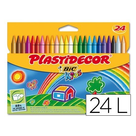 LAPICES CERA PLASTIDECOR CAJA DE 24 COLORES