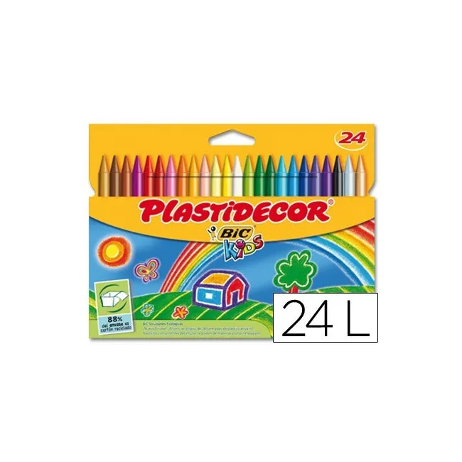 LAPICES CERA PLASTIDECOR CAJA DE 24 COLORES