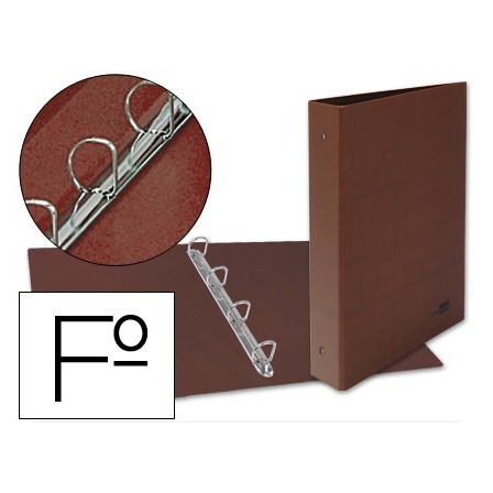 CARPETA DE 4 ANILLAS 25MM MIXTAS LIDERPAPEL FOLIO CARTON CUERO FORR...