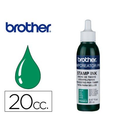 TINTA PARA REENTINTADO VERDE 20 CC PARA SELLOS AUTOMATICOS BROTHER