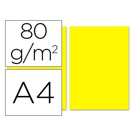 PAPEL COLOR LIDERPAPEL A4 80G/M2 AMARILLO PAQUETE DE 100