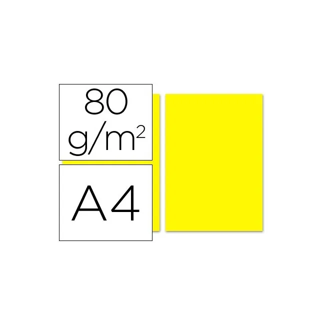 PAPEL COLOR LIDERPAPEL A4 80G/M2 AMARILLO PAQUETE DE 100