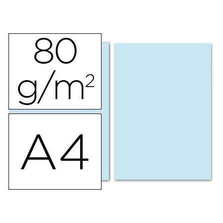 PAPEL COLOR LIDERPAPEL A4 80G/M2 CELESTE PAQUETE DE 100
