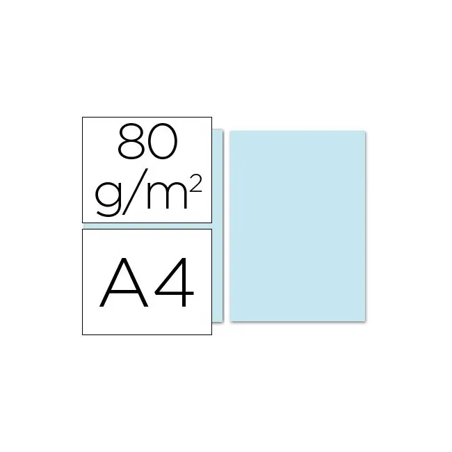PAPEL COLOR LIDERPAPEL A4 80G/M2 CELESTE PAQUETE DE 100