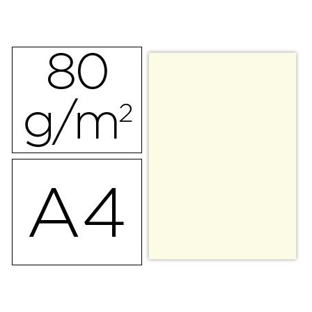 PAPEL COLOR LIDERPAPEL A4 80G/M2 CREMA PAQUETE DE 100
