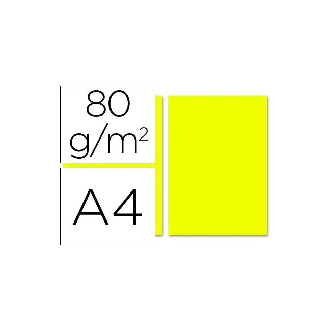 PAPEL COLOR LIDERPAPEL A4 80G/M2 LIMON PAQUETE DE 100