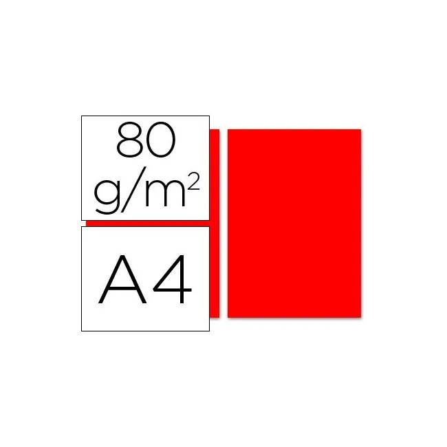 PAPEL COLOR LIDERPAPEL A4 80G/M2 ROJO PAQUETE DE 100