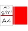 PAPEL COLOR LIDERPAPEL A4 80G/M2 ROJO PAQUETE DE 100