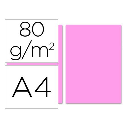 PAPEL COLOR LIDERPAPEL A4 80G/M2 ROSA PAQUETE DE 100