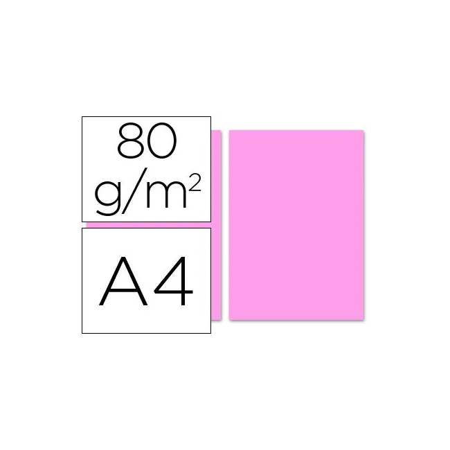 PAPEL COLOR LIDERPAPEL A4 80G/M2 ROSA PAQUETE DE 100