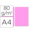PAPEL COLOR LIDERPAPEL A4 80G/M2 ROSA PAQUETE DE 100