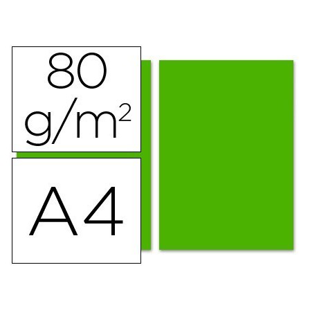 PAPEL COLOR LIDERPAPEL A4 80G/M2 VERDE INTENSO PAQUETE DE 100
