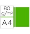 PAPEL COLOR LIDERPAPEL A4 80G/M2 VERDE INTENSO PAQUETE DE 100