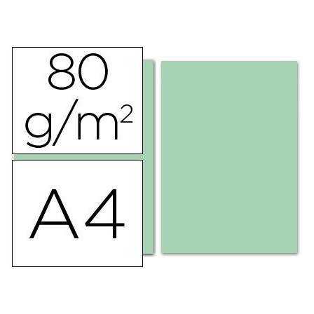 PAPEL COLOR LIDERPAPEL A4 80G/M2 VERDE PAQUETE DE 100