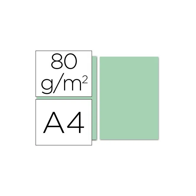 PAPEL COLOR LIDERPAPEL A4 80G/M2 VERDE PAQUETE DE 100