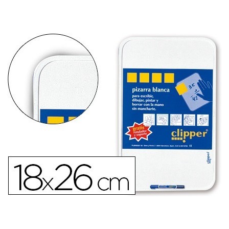 PIZARRA BLANCA CLIPPER PEQUEÑA 18X26 CM -CON ROTULADOR
