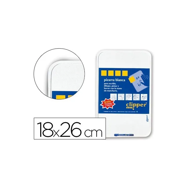 PIZARRA BLANCA CLIPPER PEQUEÑA 18X26 CM -CON ROTULADOR