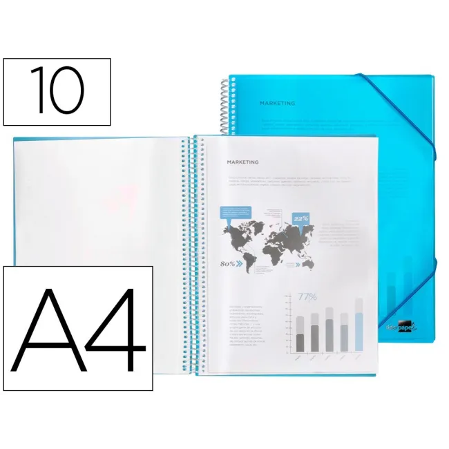 CARPETA LIDERPAPEL ESCAPARATE CON ESPIRAL 10 FUNDAS POLIPROPILENO D...