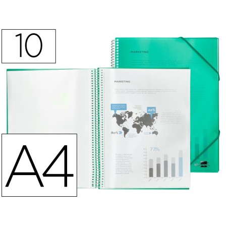 CARPETA LIDERPAPEL ESCAPARATE CON ESPIRAL 10 FUNDAS POLIPROPILENO D...