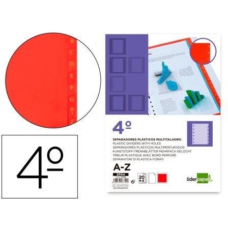 SEPARADOR LIDERPAPEL PLASTICO ALFABETICO A-Z CUARTO