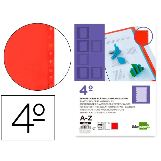SEPARADOR LIDERPAPEL PLASTICO ALFABETICO A-Z CUARTO
