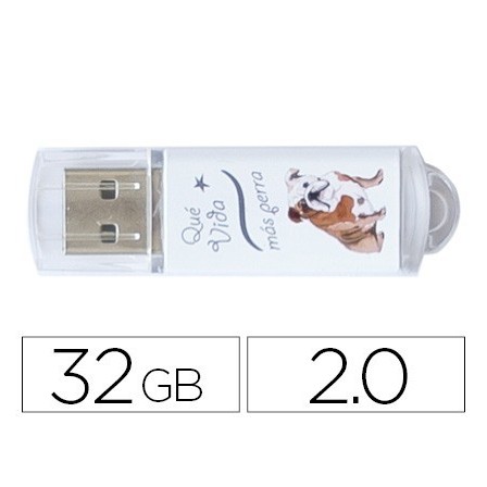 MEMORIA USB TECH ON TECH FLASH DRIVE 32 GB 2.0 QUE VIDA MAS PERRA
