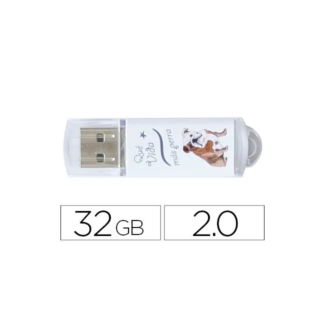 MEMORIA USB TECH ON TECH FLASH DRIVE 32 GB 2.0 QUE VIDA MAS PERRA
