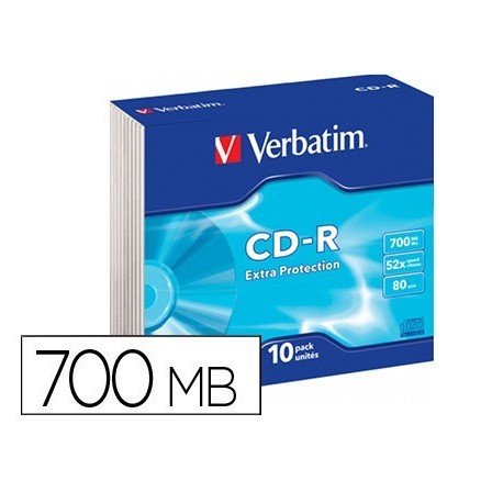 CD-ROM VERBATIM EXTRA PROTECCION CAPACIDAD 700MB VELOCIDAD 52X 80 M...